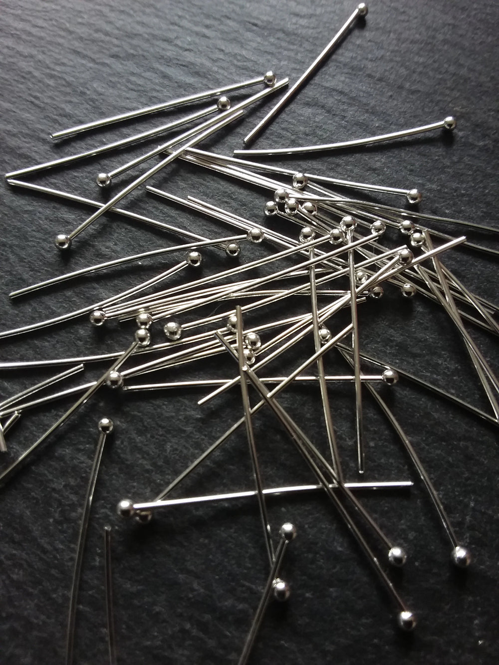 100 or 400 Silver Plated Ball Head Pins 30mm Long 0.7mm Wide 21 guage - ContentedCatz
