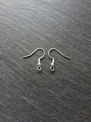 10, 50 or 100 Genuine 925 Sterling Silver Plated Steel Earring Hooks 20x20mm - ContentedCatz