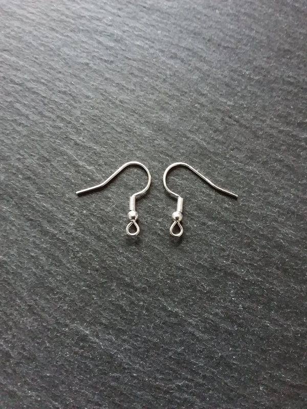10, 50 or 100 Genuine 925 Sterling Silver Plated Steel Earring Hooks 20x20mm - ContentedCatz