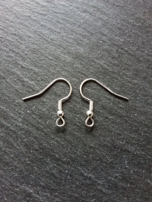 10, 50 or 100 Genuine 925 Sterling Silver Plated Steel Earring Hooks 20x20mm - ContentedCatz
