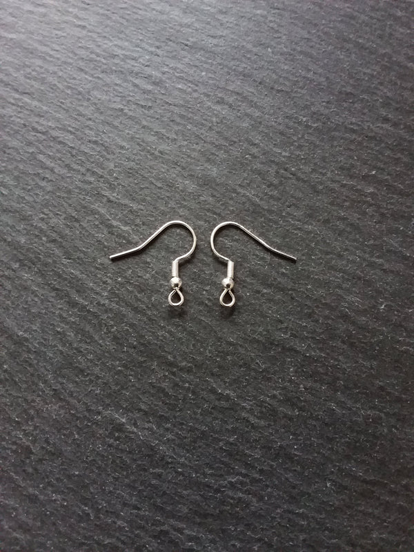 10, 50 or 100 Genuine 925 Sterling Silver Plated Steel Earring Hooks 20x20mm - ContentedCatz