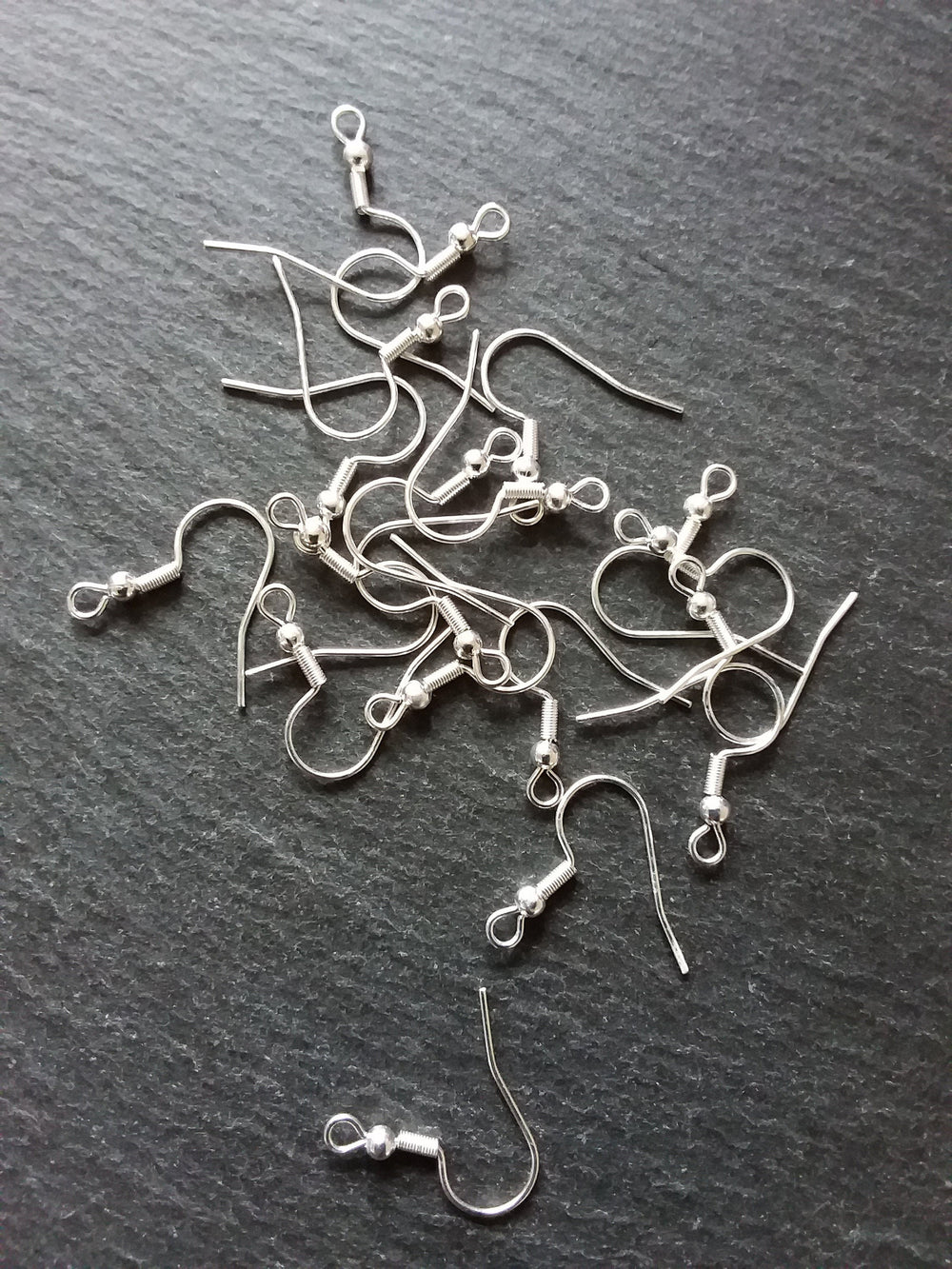 10, 50 or 100 Genuine 925 Sterling Silver Plated Steel Earring Hooks 20x20mm - ContentedCatz