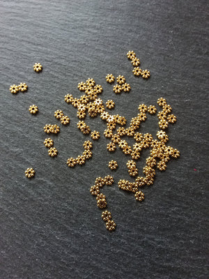 100 or 500 Gold Plated 4mm Daisy Spacer Beads 4x1.2mm