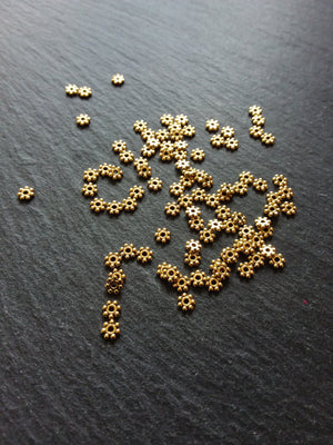 100 or 500 Gold Plated 4mm Daisy Spacer Beads 4x1.2mm