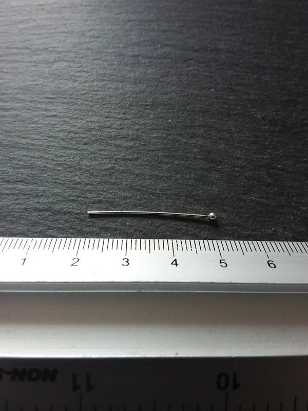 100 or 400 Silver Plated Ball Head Pins 30mm Long 0.7mm Wide 21 guage - ContentedCatz