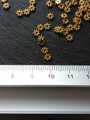 100 or 500 Gold Plated 4mm Daisy Spacer Beads 4x1.2mm