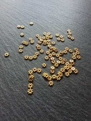 100 or 500 Gold Plated 4mm Daisy Spacer Beads 4x1.2mm