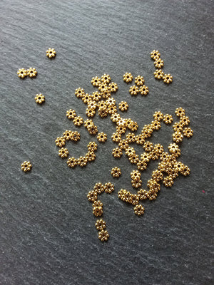 100 or 500 Gold Plated 4mm Daisy Spacer Beads 4x1.2mm