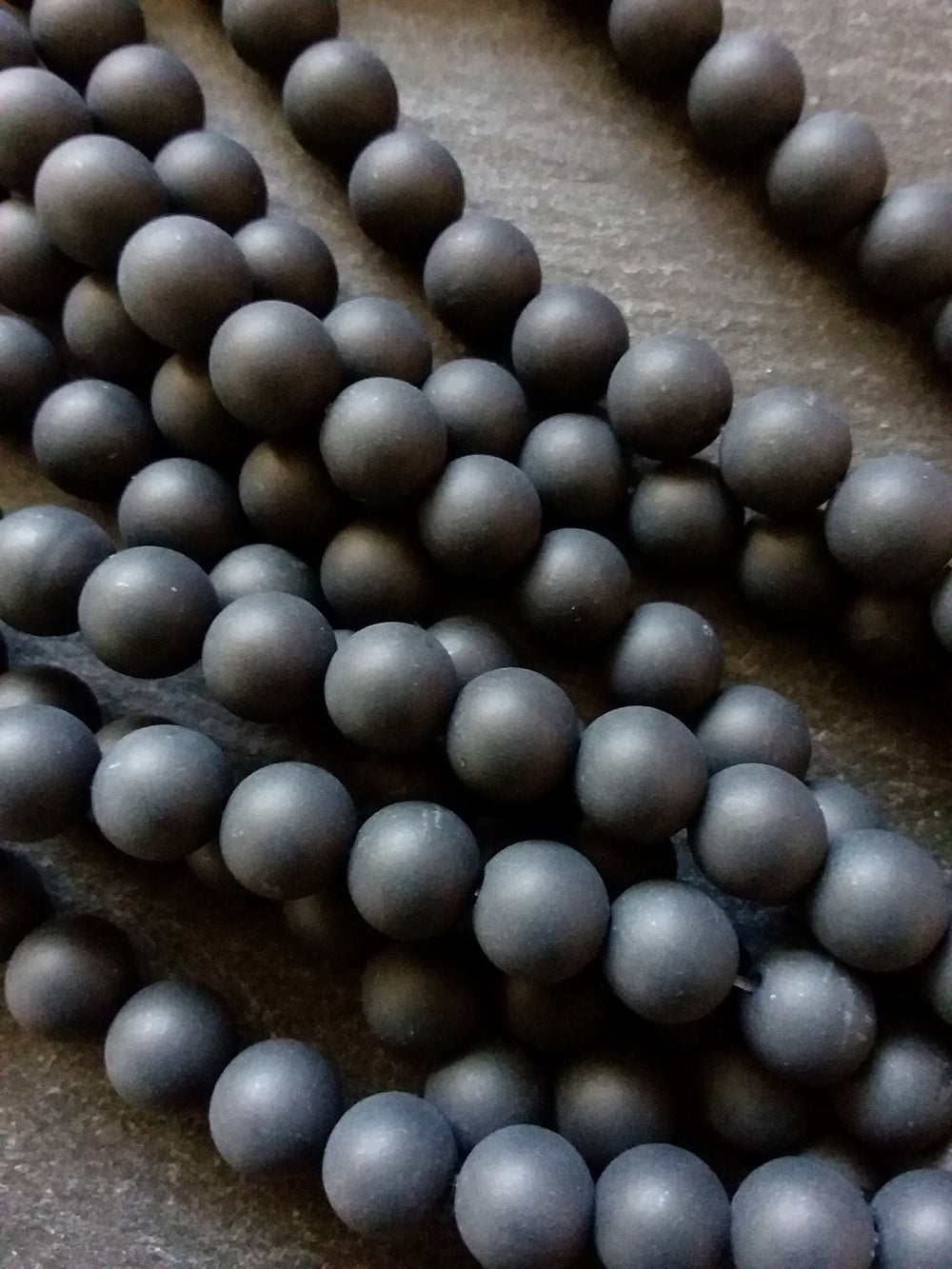 8mm Frosted Natural Black Agate Gemstone Round Beads Full 15.7 inch Strand. Hole: 1mm