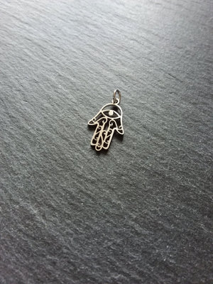 2 or 10 Stainless Steel Hamsa Hand / Hand of Fatima Charms Flat 21x13mm