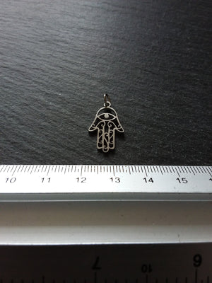 2 or 10 Stainless Steel Hamsa Hand / Hand of Fatima Charms Flat 21x13mm
