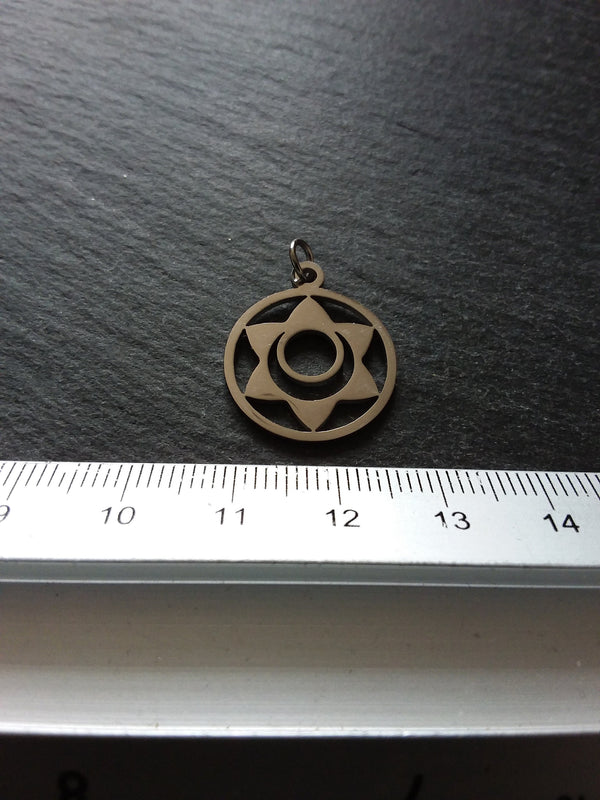 1 or 5 Stainless Steel Sacral Chakra Svadhishthana Flower Charms Flat 22x19mm