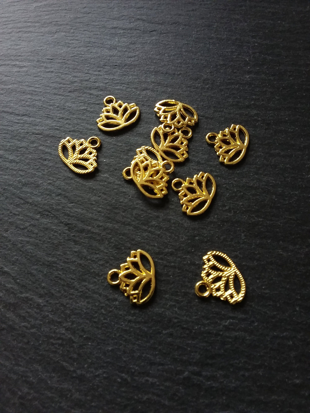 20 or 100 Gold Plated Lotus Flower Charms 17x15mm