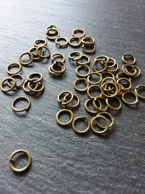 100 or 500 Strong Jump Rings Antique Bronze 9mm Diameter 1.2mm Thick