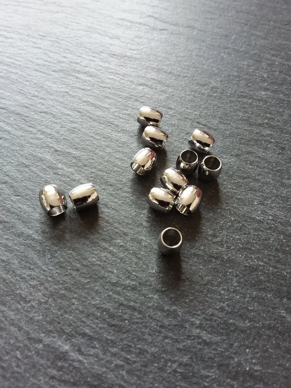 12 or 60 Stainless Steel 6mm Barrel Beads Smooth Solid Spacer 6x6mm with 4mm Hole
