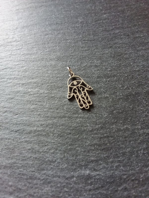 2 or 10 Stainless Steel Hamsa Hand / Hand of Fatima Charms Flat 21x13mm