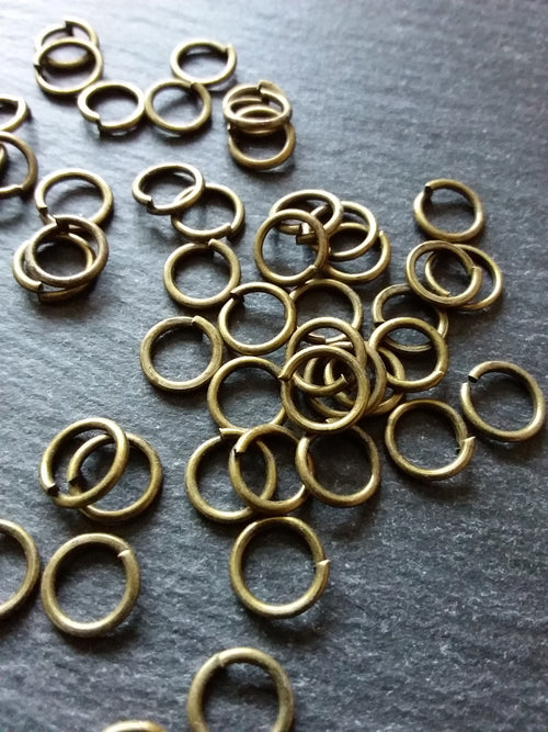 100 or 500 Strong Jump Rings Antique Bronze 9mm Diameter 1.2mm Thick