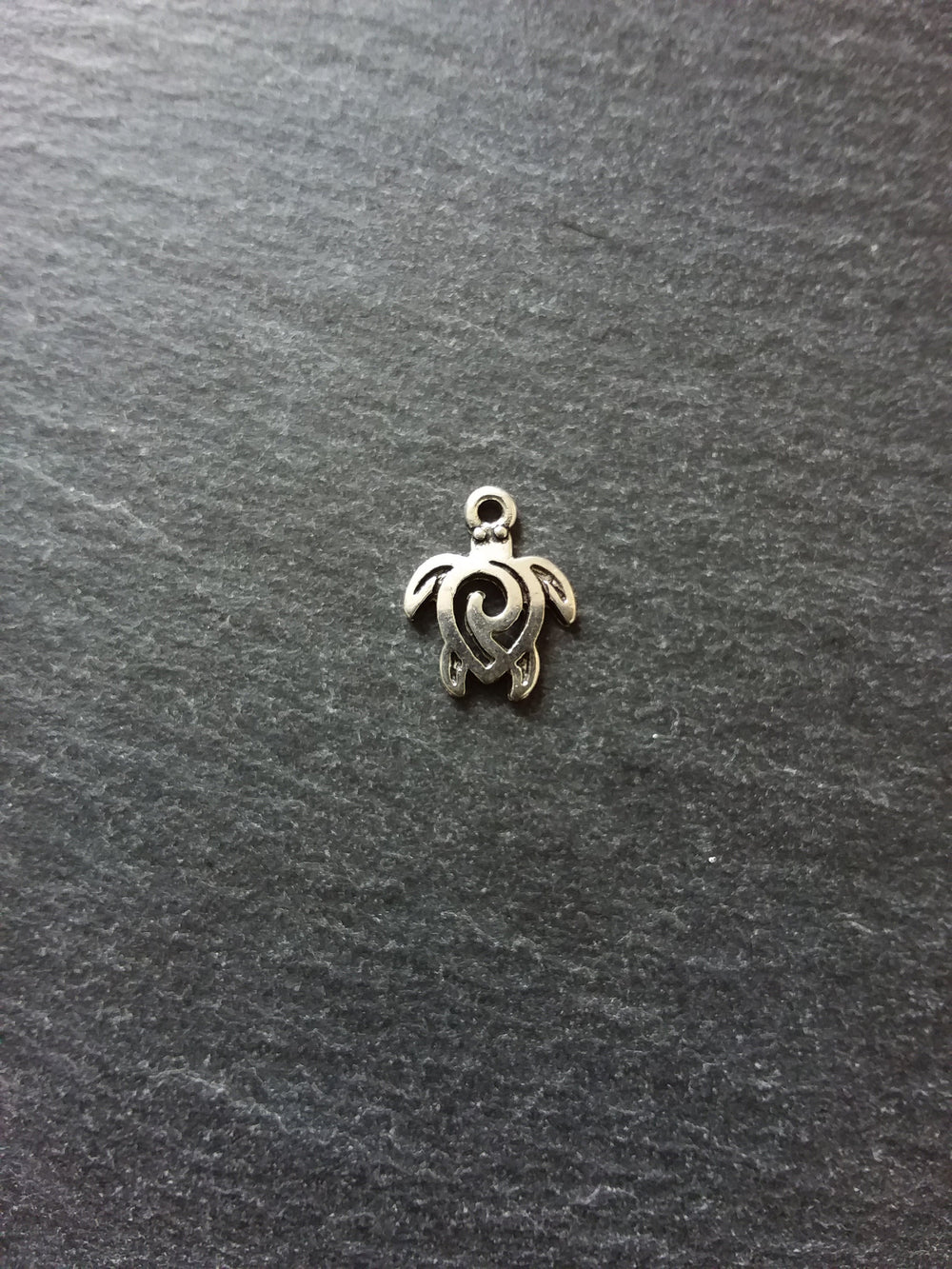 10 or 50 Little Turtle Charms Antique Silver Tone Tribal Swirl 16x12mm