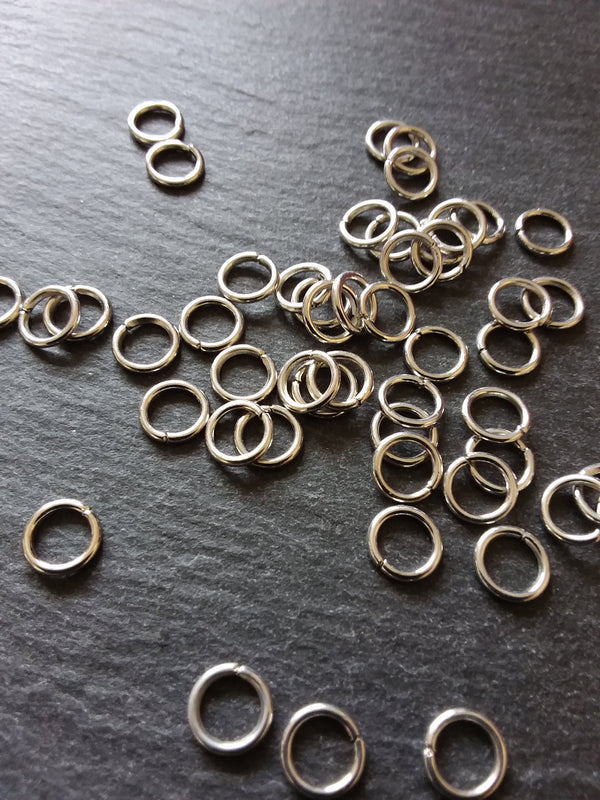 100 or 500 Antique Silver Tone Alloy 8mm Jump Rings Strong 1.2mm (18 Gauge)