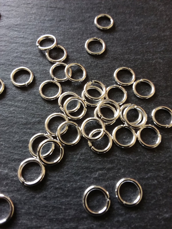 100 or 500 Antique Silver Tone Alloy 8mm Jump Rings Strong 1.2mm (18 Gauge)