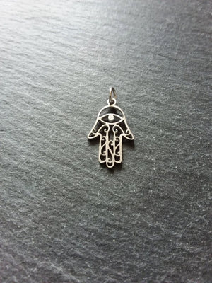 2 or 10 Stainless Steel Hamsa Hand / Hand of Fatima Charms Flat 21x13mm