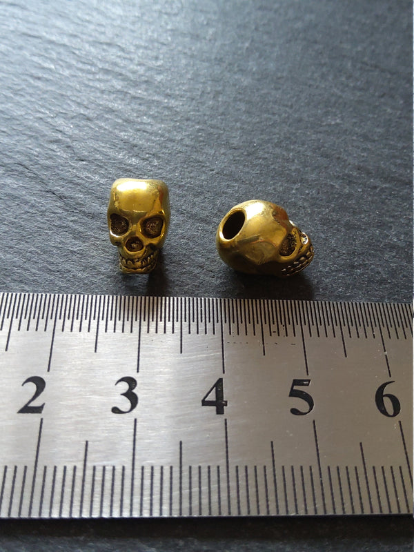 8 or 40 Skull Beads 12mm Antique Gold Tone Alloy 12x8x10mm Hole: 3.5mm Vertical
