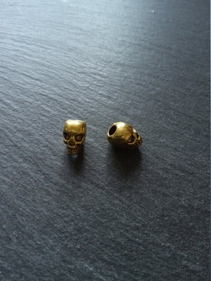 8 or 40 Skull Beads 12mm Antique Gold Tone Alloy 12x8x10mm Hole: 3.5mm Vertical