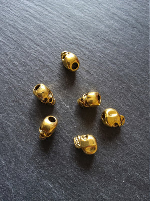 8 or 40 Skull Beads 12mm Antique Gold Tone Alloy 12x8x10mm Hole: 3.5mm Vertical
