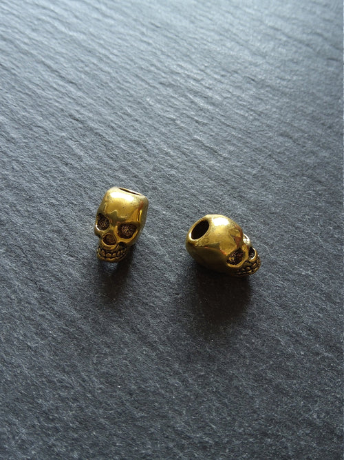 8 or 40 Skull Beads 12mm Antique Gold Tone Alloy 12x8x10mm Hole: 3.5mm Vertical
