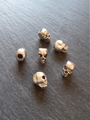 8 or 40 Skull Beads 12mm Antique Silver Tone 12x10x8mm Vertical 3.5mm Hole
