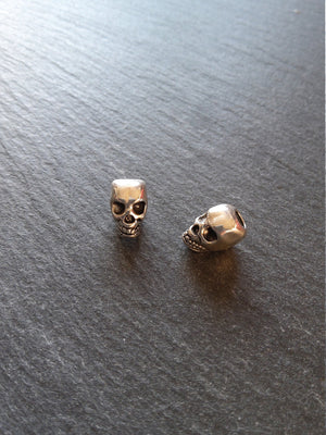 8 or 40 Skull Beads 12mm Antique Silver Tone 12x10x8mm Vertical 3.5mm Hole