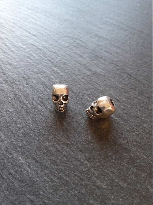 8 or 40 Skull Beads 12mm Antique Silver Tone 12x10x8mm Vertical 3.5mm Hole