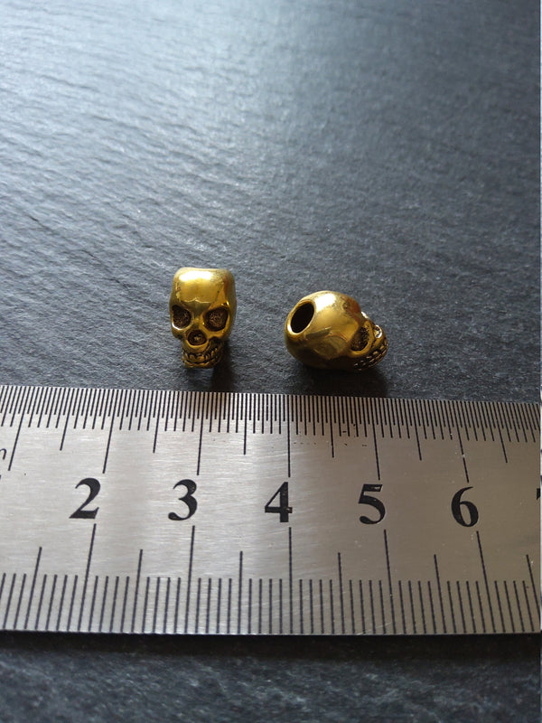8 or 40 Skull Beads 12mm Antique Gold Tone Alloy 12x8x10mm Hole: 3.5mm Vertical