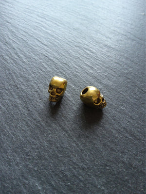8 or 40 Skull Beads 12mm Antique Gold Tone Alloy 12x8x10mm Hole: 3.5mm Vertical