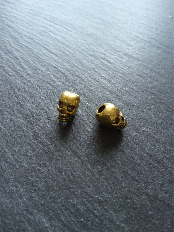 8 or 40 Skull Beads 12mm Antique Gold Tone Alloy 12x8x10mm Hole: 3.5mm Vertical