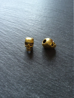 8 or 40 Skull Beads 12mm Antique Gold Tone Alloy 12x8x10mm Hole: 3.5mm Vertical