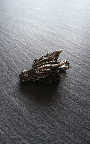 Dragon Head Pendant Solid Antique Silver Stainless Steel 45x22x17mm