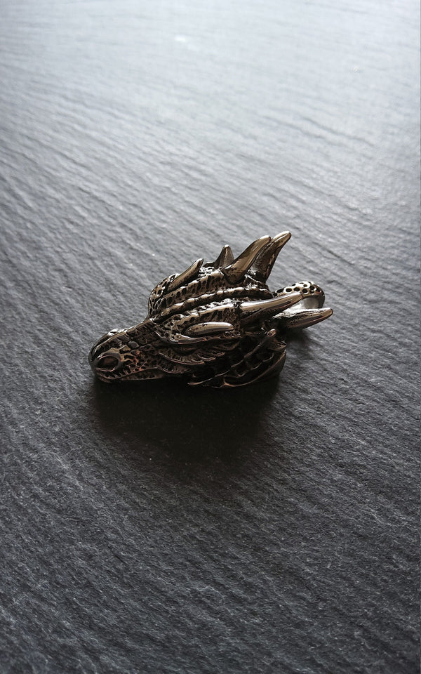 Dragon Head Pendant Solid Antique Silver Stainless Steel 45x22x17mm
