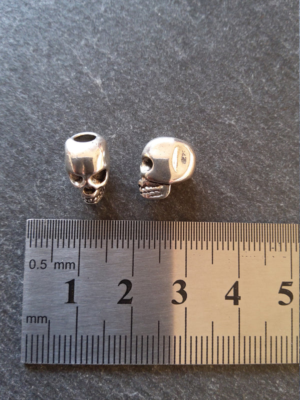 8 or 40 Skull Beads 12mm Antique Silver Tone 12x10x8mm Vertical 3.5mm Hole