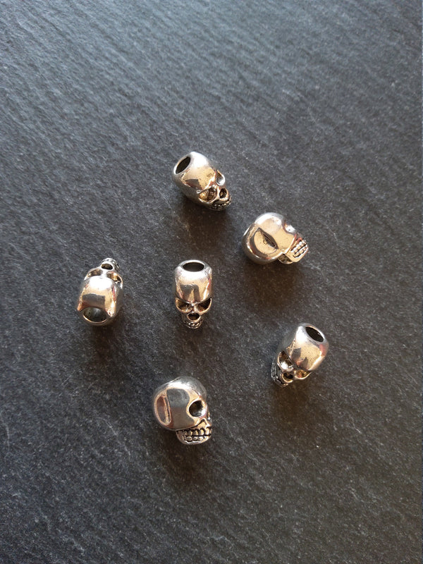 8 or 40 Skull Beads 12mm Antique Silver Tone 12x10x8mm Vertical 3.5mm Hole