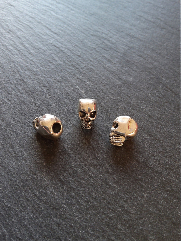 8 or 40 Skull Beads 12mm Antique Silver Tone 12x10x8mm Vertical 3.5mm Hole