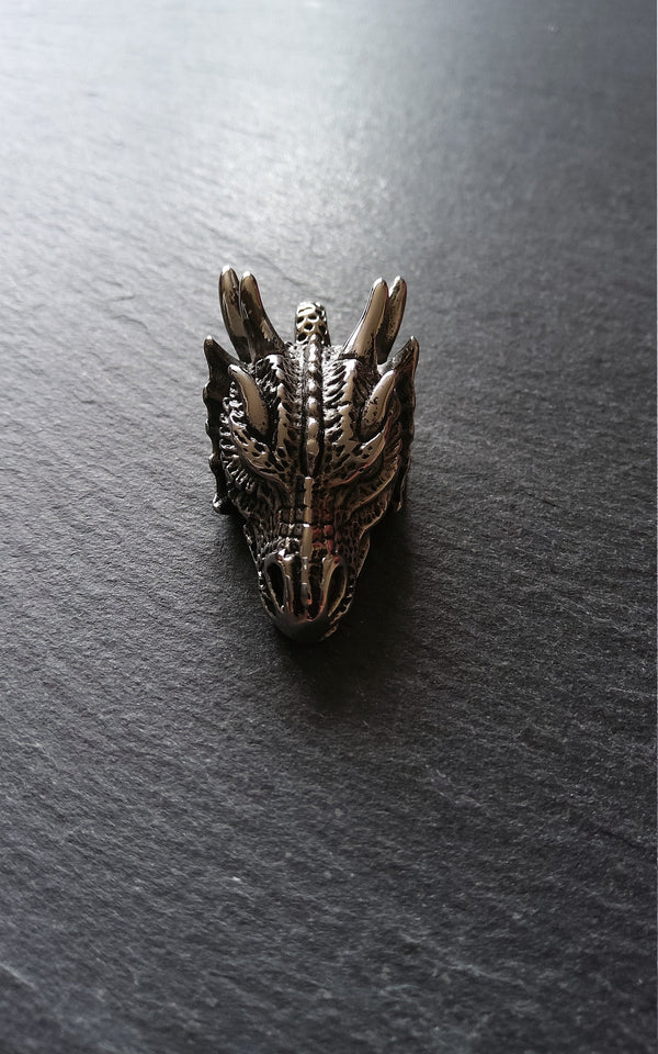 Dragon Head Pendant Solid Antique Silver Stainless Steel 45x22x17mm
