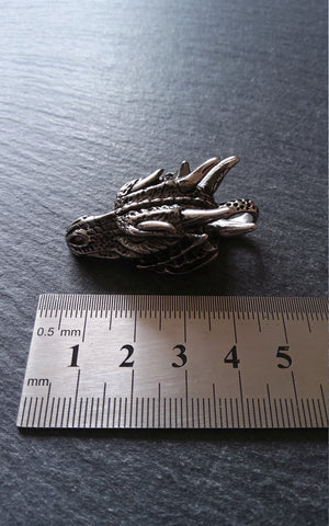 Dragon Head Pendant Solid Antique Silver Stainless Steel 45x22x17mm