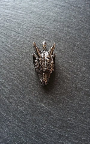 Dragon Head Pendant Solid Antique Silver Stainless Steel 45x22x17mm