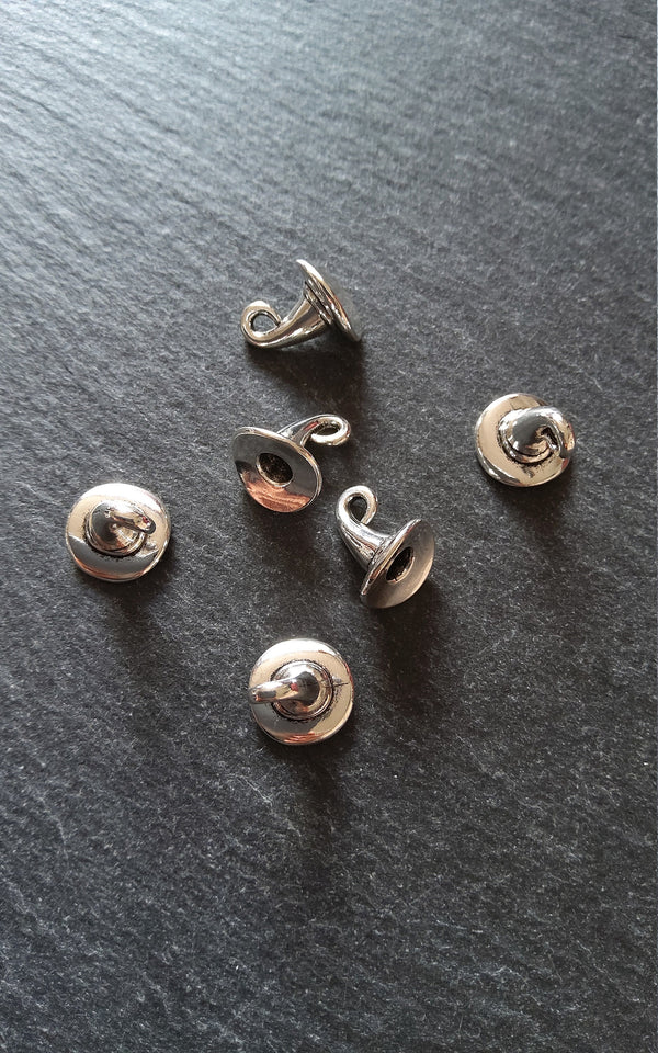 10 or 50 Witches Hat Charms Silver Tone Alloy 12x11mm