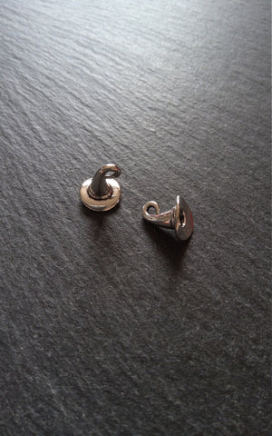 10 or 50 Witches Hat Charms Silver Tone Alloy 12x11mm