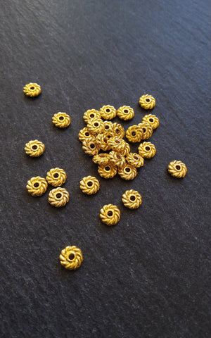 40 or 200 Spacer Beads 6mm Flat Round Gold Plated 6x1.8mm