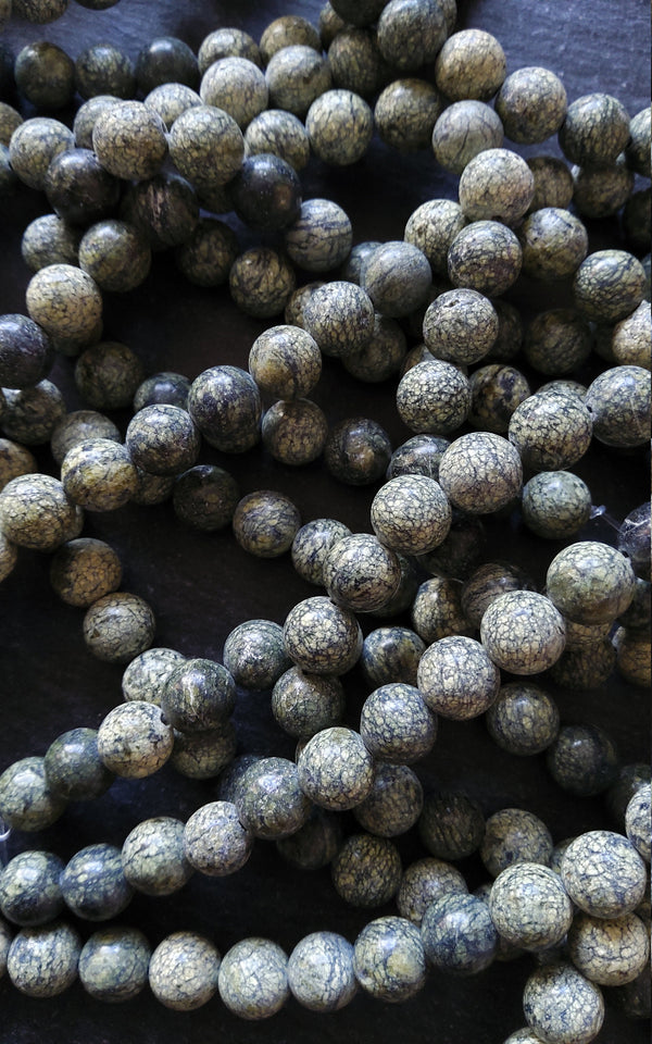 8mm Natural Serpentine Gemstone Beads Undyed Round Full 15.7 inch Strand