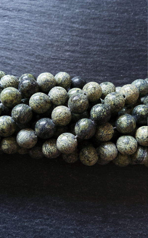 8mm Natural Serpentine Gemstone Beads Undyed Round Full 15.7 inch Strand