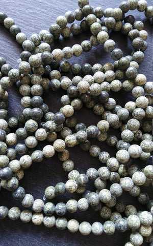 8mm Natural Serpentine Gemstone Beads Undyed Round Full 15.7 inch Strand